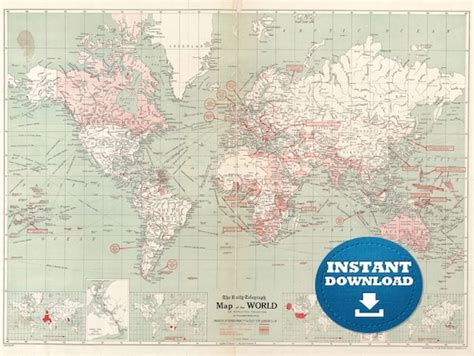 Digital Old World Map Printable Download Vintage World Map