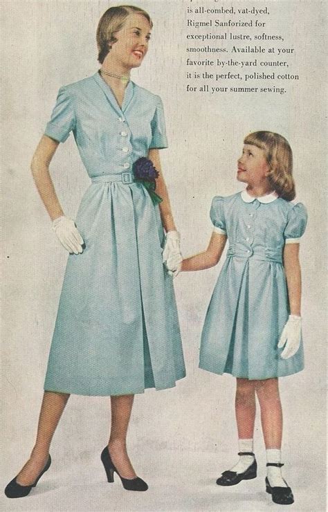 1950 Matching Tiffany Blue Mother Daughter Dresses Cute Bates Cotton