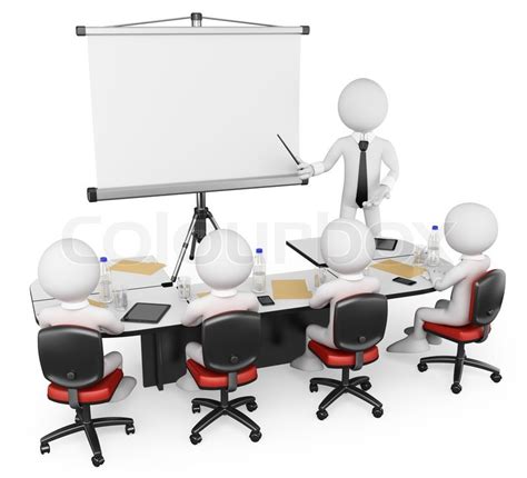 3d White Business Persons At A Workshop Presentation Isolated White