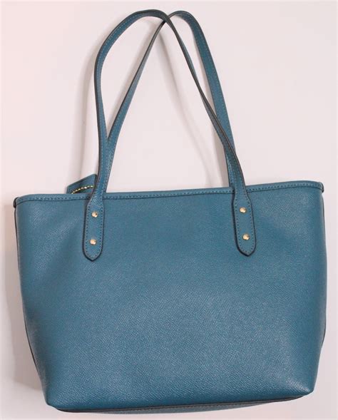Coach Mini City Zip Tote Bag Handbag Purse In Teal Aqua Color