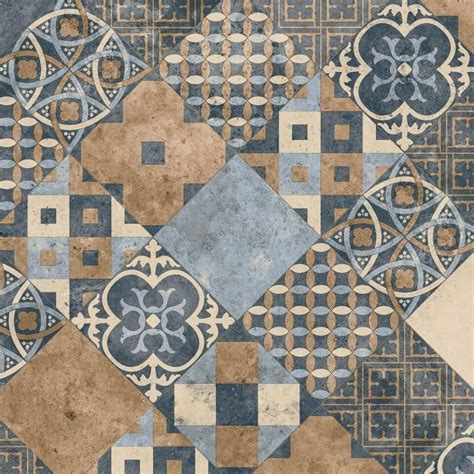 Patchwork Tile Effect Sheet Vinyl Flooring Marino Patchwork Tiles
