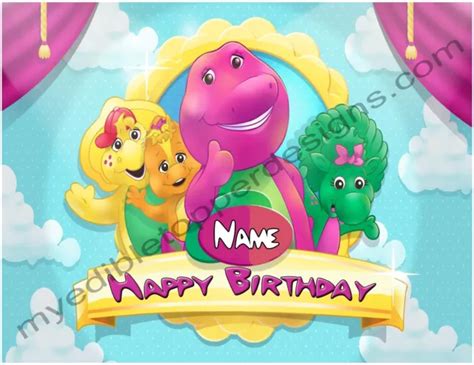Barney Personalized Edible Print Premium Cake Topper Frosting Sheets 5