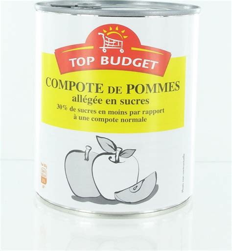 Compote de pommes allégée en sucres Top Budget 850 g