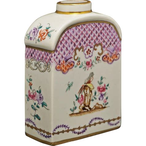 French Tea Caddy Samson Lowestoft Chinese Export Style Chinoiserie