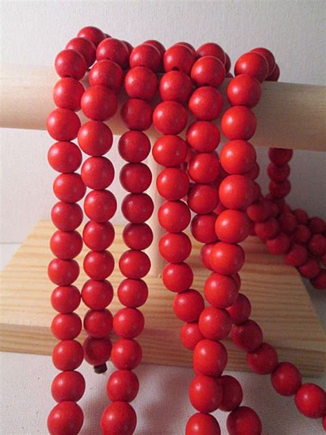 Red Wood Beads 12mm Round Beads Full Strand Wb161 Etsy Wood Beads