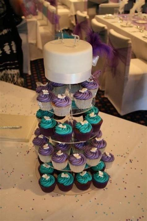 Pin By Daniela Roman On Purple And Teal Moms Wedding Cupcake Tower