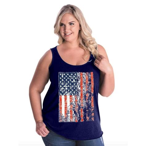 Iwpf Womens And Womens Plus Size American Flag 4th Of July Curvy Tank Tops Up To Size 2628