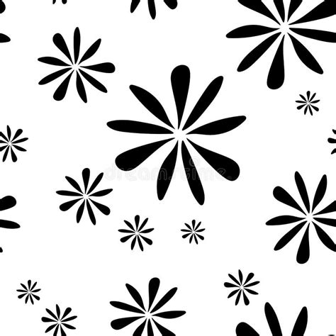 Seamless Simple Pattern Of Black Flowers Abstract Texture Vector