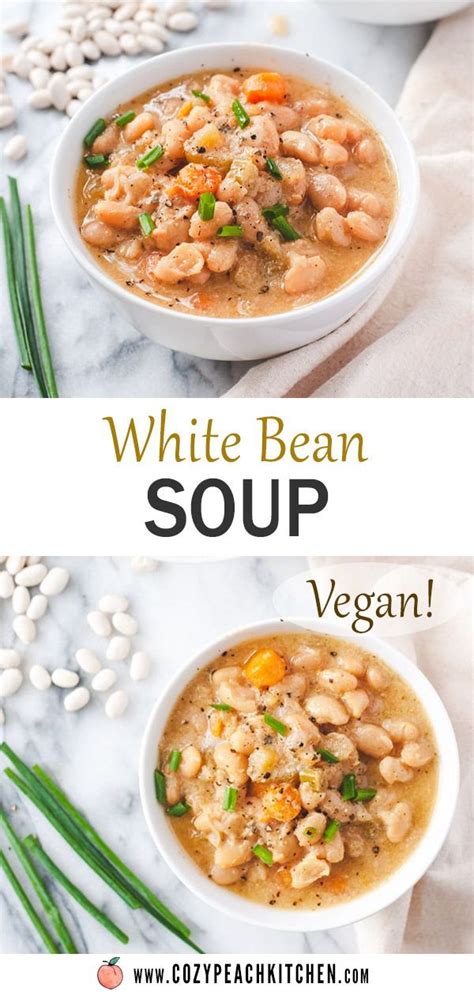 This instant pot great northern bean soup is an easy bean soup recipe that doesn't required soaking the beans. Creamy Vegan White Bean Soup | Recipe | Easy bean recipes, White bean soup, Bean soup