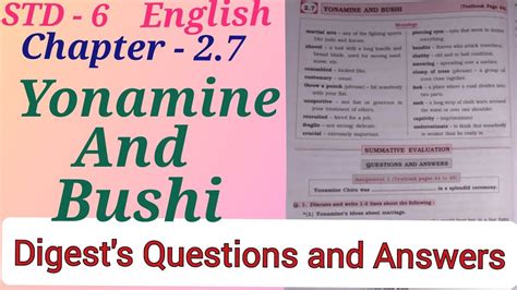 std 6 english lesson 2 7 yonamine and bushi digest s answers workbook answers maharashtra board