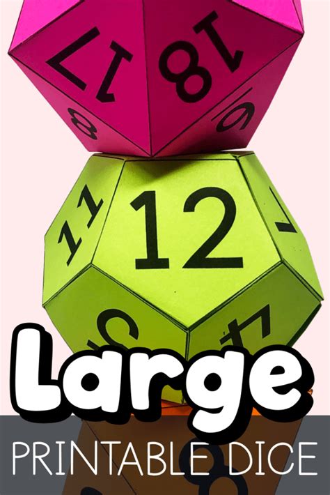 My Math Resources Large Printable Dice Templates
