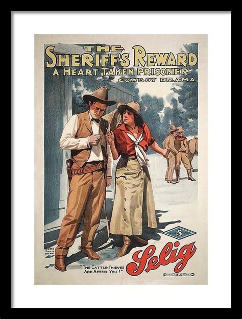 The Sheriffs Reward Vintage Western Movie Poster 1912 Framed Print