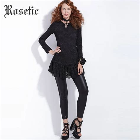 Buy Rosetic Gothic Mini Dress Women Black Winter Autumn Sheath Lace Slim Lace