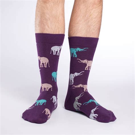 men s purple elephants socks good luck sock