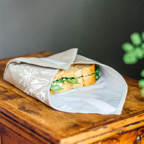 Reusable Sandwich Wrap With Handprinted Linen Etsy