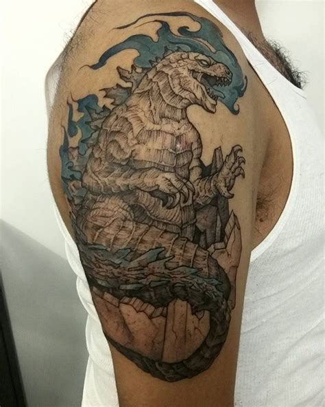 Godzilla Tattoo Finished Thanks Jorge Godzilla Tattoo Monster