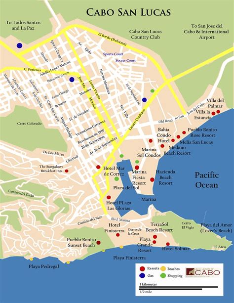 Los Cabos San Lucas Hotels Map