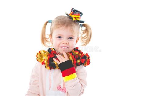 Girl Cheers For The German Soccer Team Stock Photo Image Of Banner