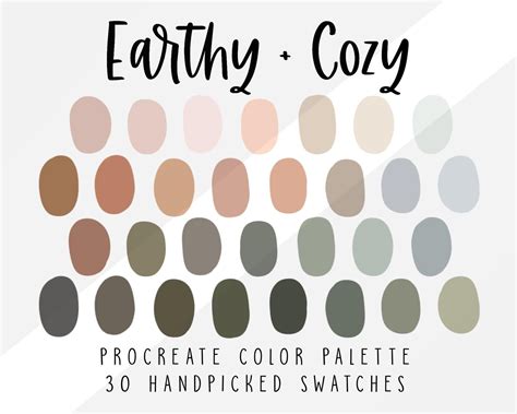 Earthy Cozy Fall Procreate Color Palette Hygge Themed Color Etsy