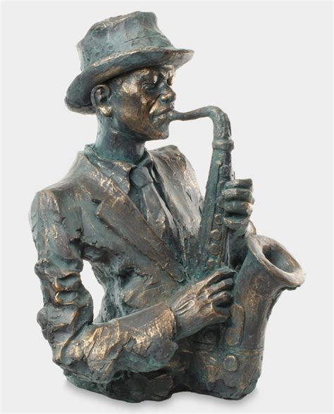 Jazzman With Saxophone Large Bust Sculpture Bronze Sculpture Art Com