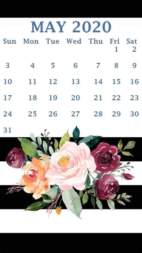 Cute May 2020 Calendar Wallpaper Floral Pink Design For Desktop Laptop