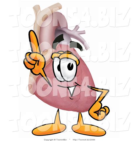 Illustration Of A Cartoon Human Heart Mascot Pointing Upwards By