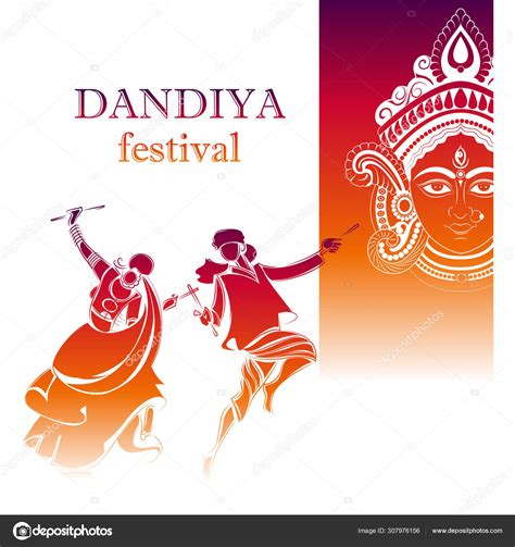Couple Playing Dandiya In Disco Garba Night Banner Poster For Navratri