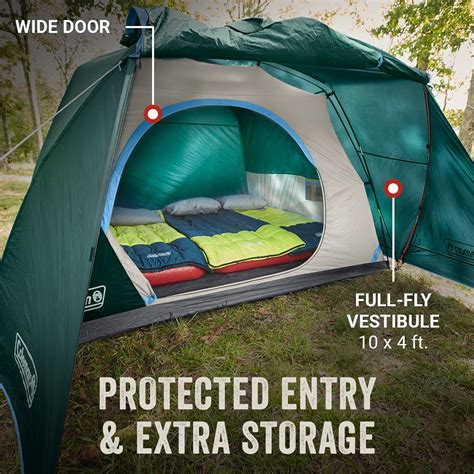 Coleman 2000037518 Skydome 6 Person Evergreen Dome Tent With Full