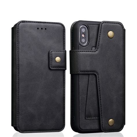 Luxury Retro Matte Leather Wallet Case For Iphone X Xs Max Xr Magnet