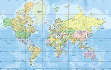 World Map Mercator Projection Worldatlas