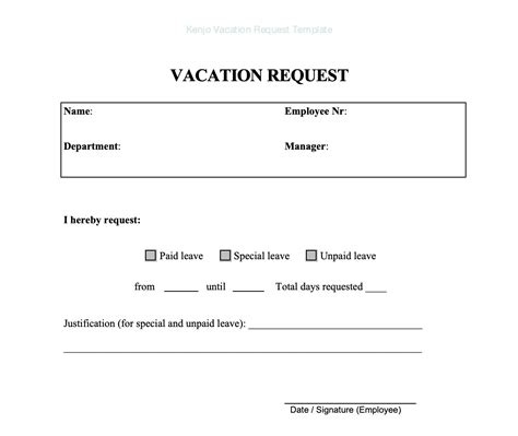 Free Time Off Request Template Kenjo