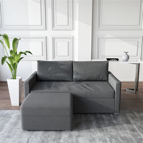 Harmony Sofa Bed With Ottoman In Iron Grey In Modern Setting 