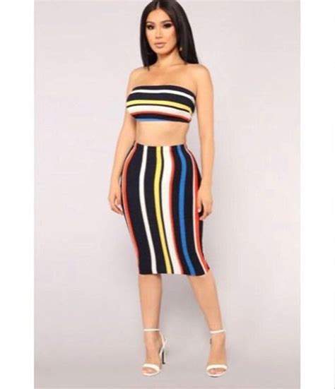 Fashion Nova Two Piece Set Stripe Skirt Fashion Nova Outfits Fashion