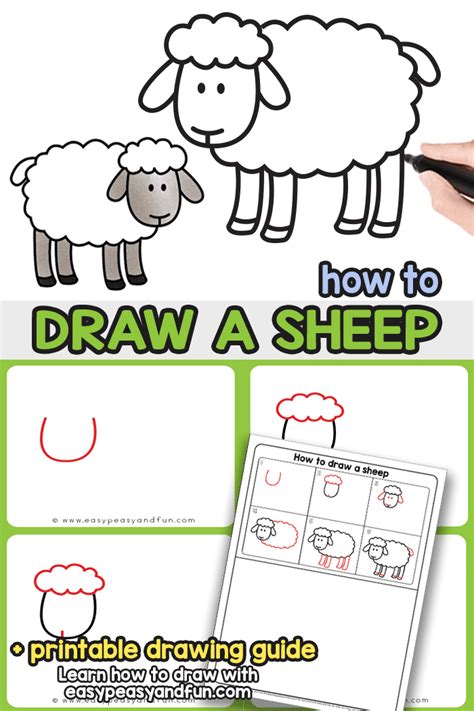 How To Draw A Sheep Step By Step Sheep Drawing Tutorial Easy Peasy