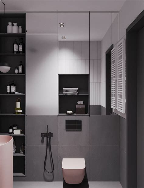 A Striking Example Of Interior Design Using Pink And Grey Ada Bathroom