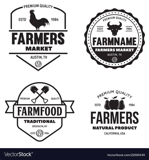 Farmers Market Logos Templates Objects Set Vector Image