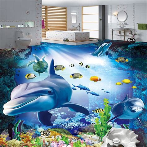 Custom Any Size Mural Wallpaper 3d Underwater World Dolphin Photo Wall