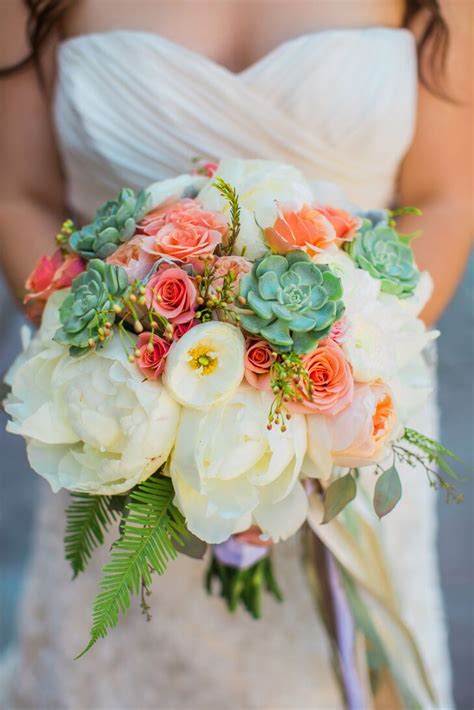Peony Garden Rose And Succulent Bridal Bouquet