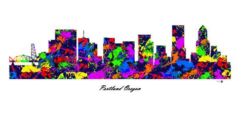 Portland Oregon Paint Splatter Skyline Digital Art By Gregory Murray