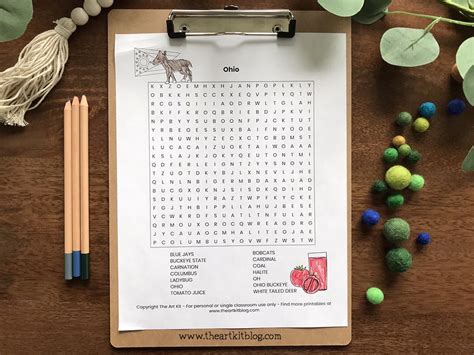 Ohio Word Search Coloring Page Free Printable Download The Art Kit