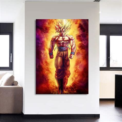 Ssj2 Son Goku Super Saiyan 2 Flame Fire 1pc Canvas Prints