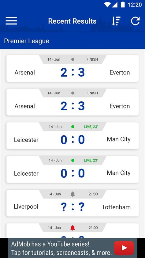 Live football scores, fixtures & results. Pin by HiCom Solutions on Live Score Football App Template ...