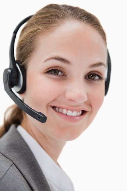 Premium Photo Smiling Female Call Center Agent Working