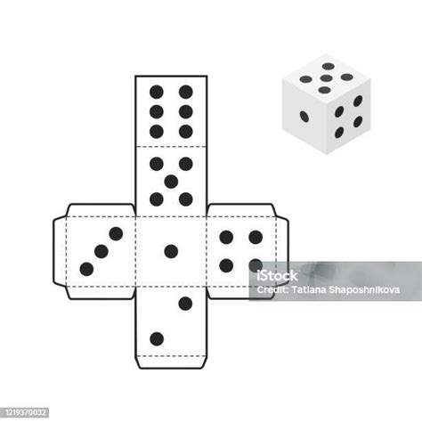 Printable Dice Template Isolated On White Background Stock Illustration