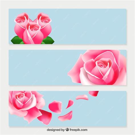 Free Vector Pink Roses Banners