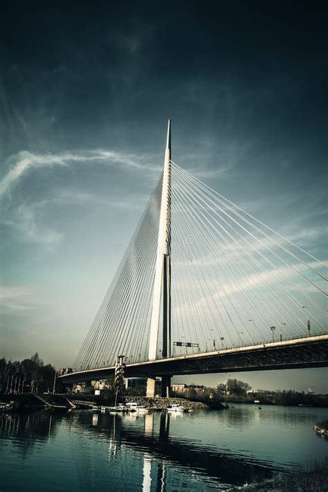 Ada Bridge In Belgrade Serbia Stock Image Image Of Pylon Sava 90104313
