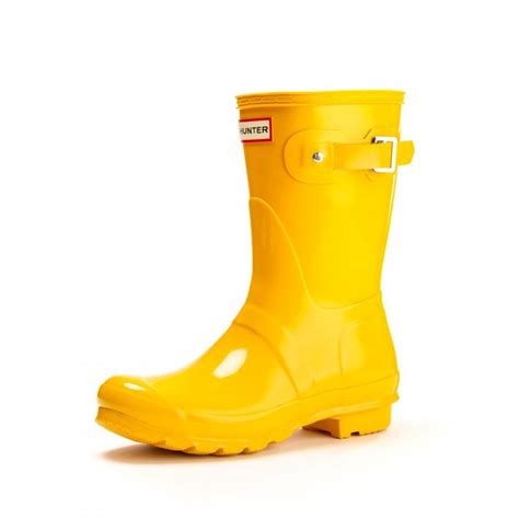 Original Short Gloss Ladies Wellingtons Yellow Hunter Boots