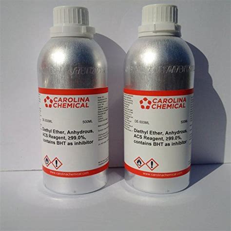 Diethyl ether is an ether class of organic compound. Diethyl Ether, Anhydrous, ACS Reagent, ≥99.0%, 500ML X 2 Contains BHT as Inhibitor Carolina ...