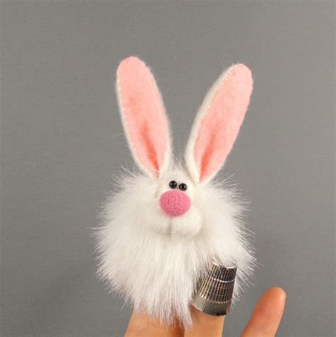White Bunny Finger Puppet Finger Puppet Theater Little Soft Etsy