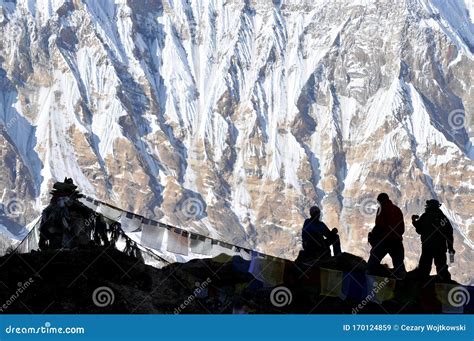 Hikers In Annapurna Conservation Area Annapurna Base Camp In Nepal